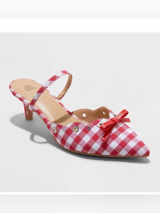 wild fable Shoes - Women's Lysandra Gingham Eyelet Kitten Heels - Wild Fable Red Gingham 8.5
